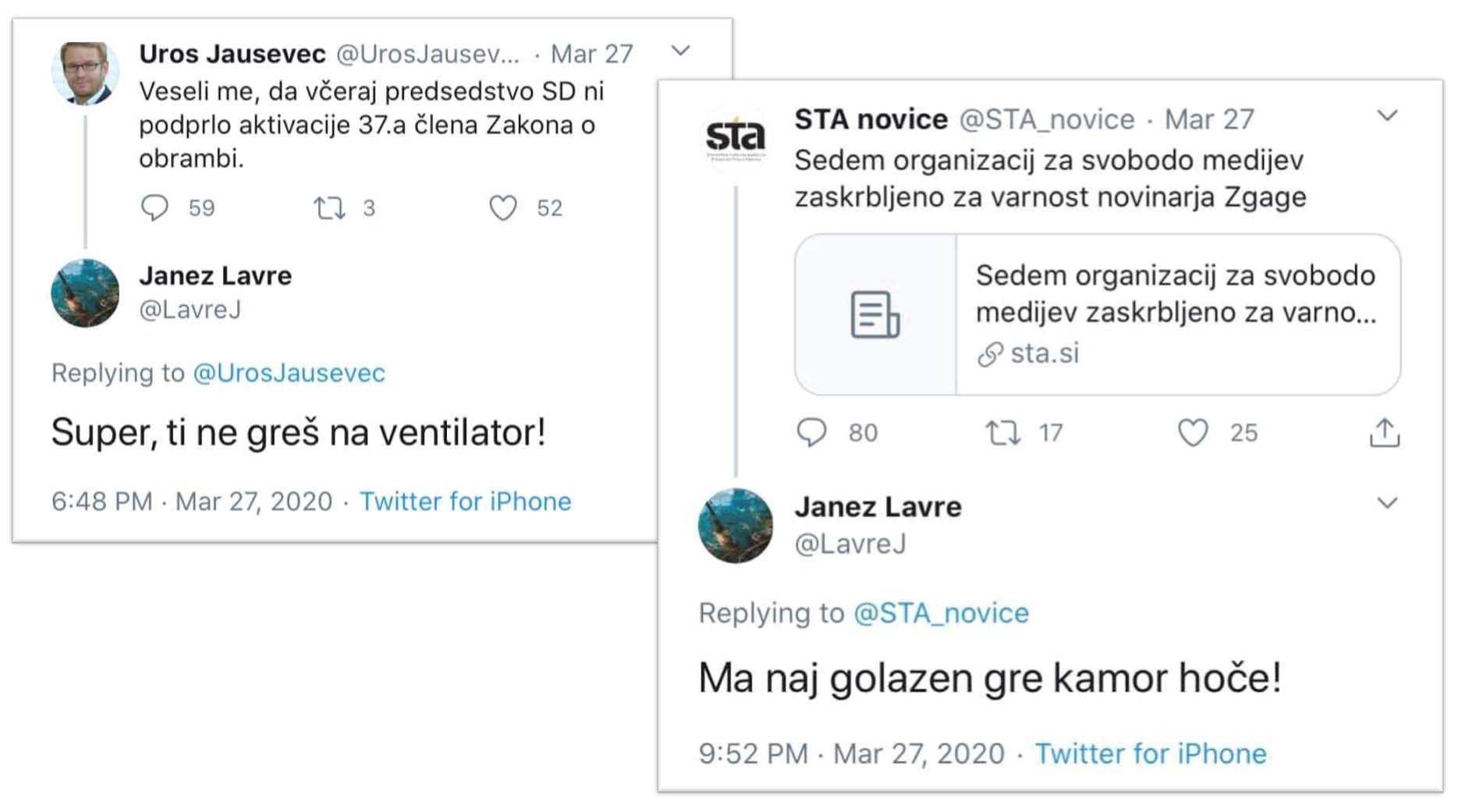 Tvit Janeza Lavreta
